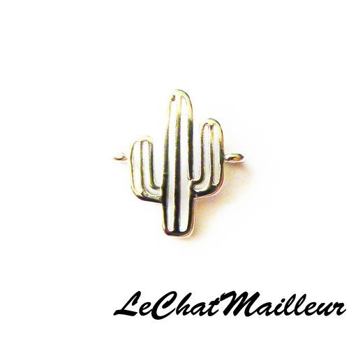 Connecteur en métal argenté en forme de cactus 14 mm x 13 mm