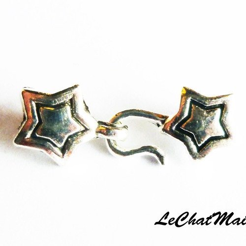 Fermoir crochet étoile en métal argenté collier bracelet toggle cache noeuds (s031) 