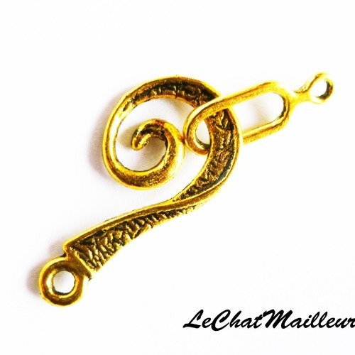 Fermoir bijoux toggle spirale métal doré vieilli 32mm x 7mm 21mm x 21mm collier bracelet