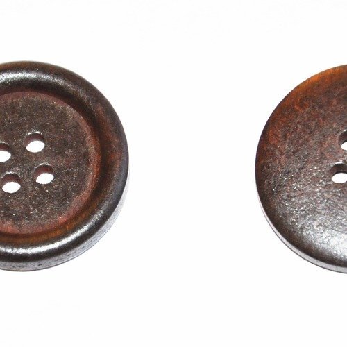 Lot de 2 grand boutons 25 mm couleur bois foncé brun (s000)