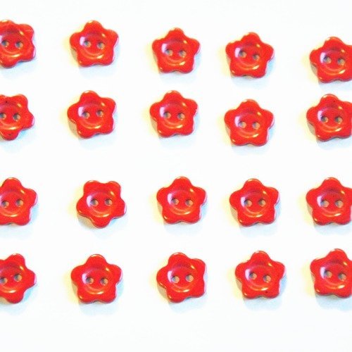 Lot 20 petits boutons fleurs rouge résine 12 mm enfant décoration