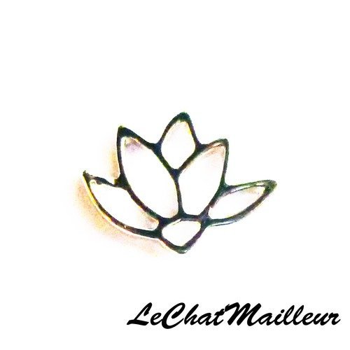 Breloque connecteur fleur lotus en métal argenté 14mm x 10mm arbre de vie japonisant