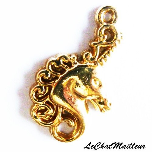 Breloque licorne en métal doré 25mm x 15mm cheval conte fantastique poney