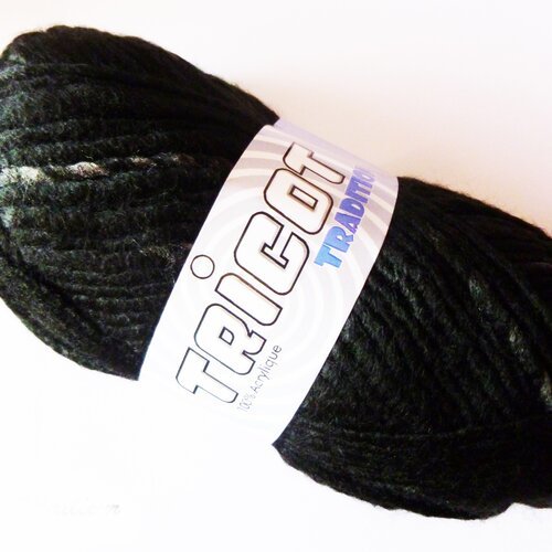Lot de 5 pelotes tricot tradition n°6 acrylique noir gros fil douce ne pique pas (004) destockage