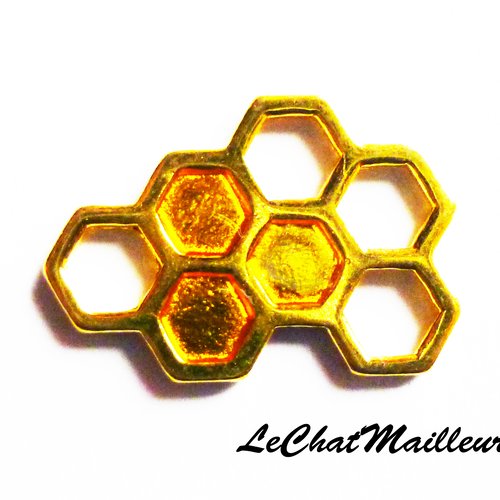 Connecteur breloque pendentif alvéoles abeille rayon de miel abeille doré  24 mm