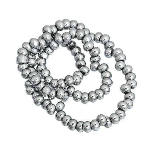 Lot de 10 perles en verre argenté métalliser ovale 6 mm x 5 mm (u000)