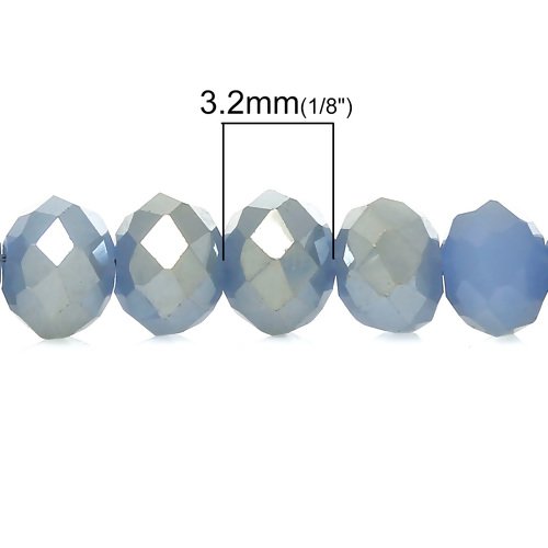 Lot de 20 perles en verre tailler à facette de couleur bleu ciel 4 mm x 3, 2 mm (a7077)