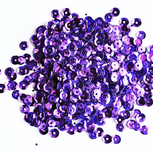 Lot 5000 paillettes sequins violet mauve à coudre ou coller 7 mm facette