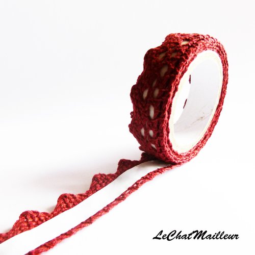 Rouleau de ruban tissu adhésif rouge 16 mm scrapbooking dentelle tiroir masking tape