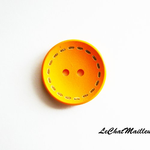 Lot de 10 boutons orange en bois 25 mm contour couture fantaisie enfant mercerie