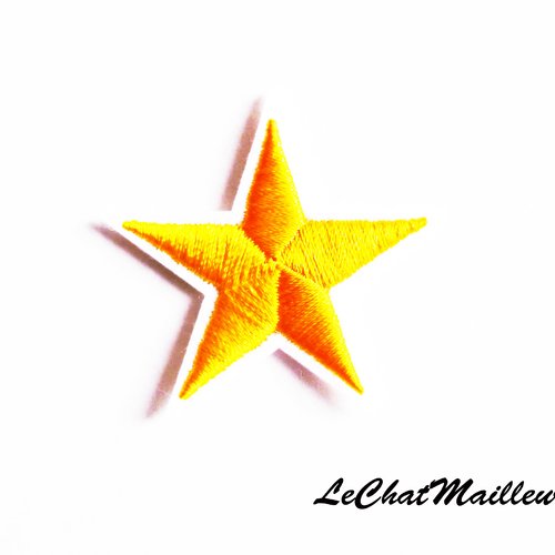 Patch écusson étoile brodé au choix 4,3 cm jaune orangé rock thermocollant