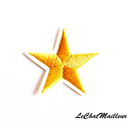 Patch écusson étoile brodé au choix 4,3 cm doré or rock thermocollant