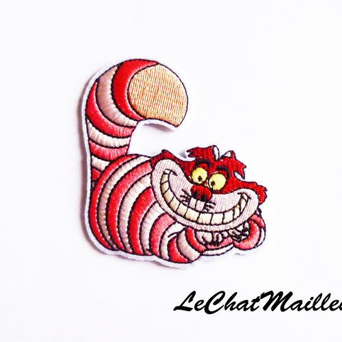 Patch Ecusson Applique Thermocollante Brode Chat Alice Chafouin Cheshire Un Grand Marche