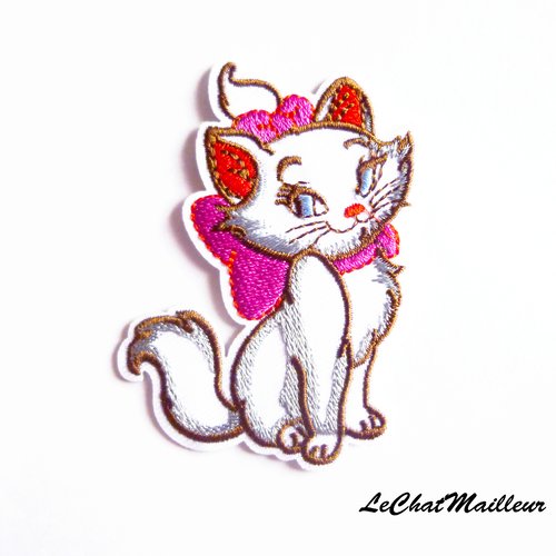 Patch Ecusson Applique Thermocollante Brode Chat Marie Chaton Noeud Un Grand Marche