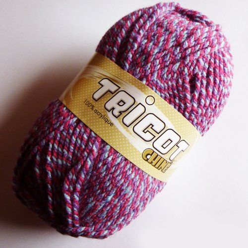 Pelote laine fantaisie violet chiné bleu lollipop aiguilles n° 3,5 4 acrylique tricot acrylique (0005)