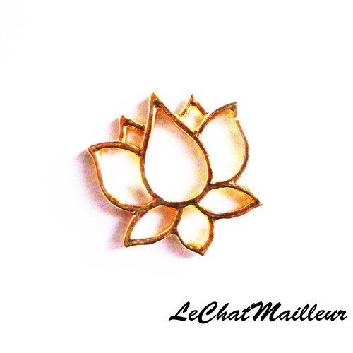 Fleur de lotus creux connecteur en métal doré 21mm x 20mm breloque zen  (a7049)