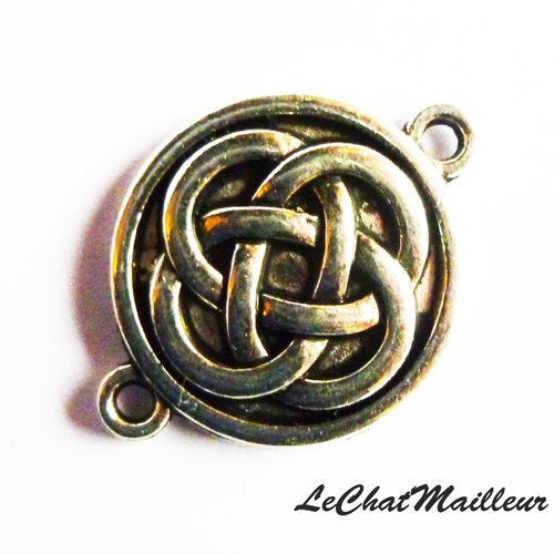 Connecteur celtique en métal argenté coeur noeud celte viking breton arabesque
