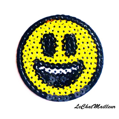 Patch applique tête smile smiley émoticone pop wizz 62mm customiser personnalisé écusson (l001)