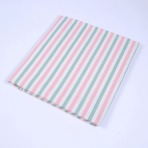 Tissu en coupon coton polyester rayures graphique vert rose géométrique 70 cm x 100 cm toile