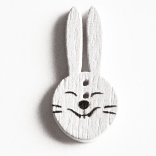 Lot 3 boutons fantaisie forme animaux tête de lapin en bois enfant layette customisation