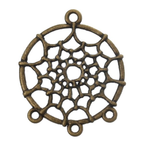 Lot de 2 breloques connecteur en métal couleur bronze attrape rêve bohème  3.4 x 2.8 cm (ad018)