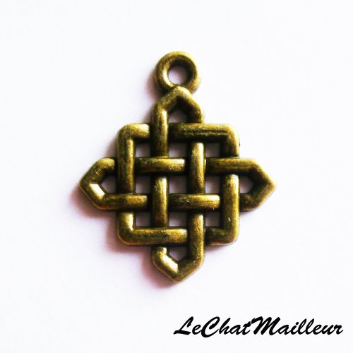 Pendentif breloque noeud celtique 25 mm asiatique japonisant métal infini bronze
