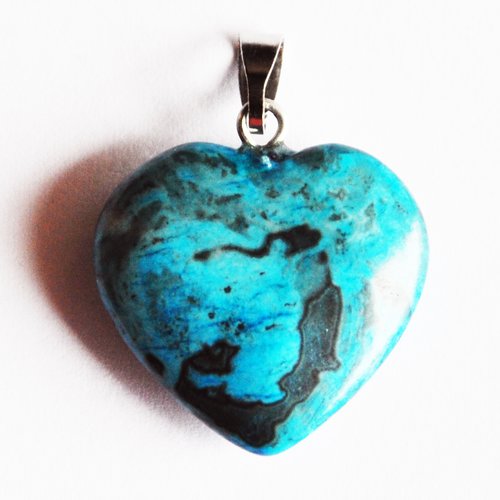 Pendentif coeur en pierre turquoise artificielle amour infini 28 mm x 21 mm