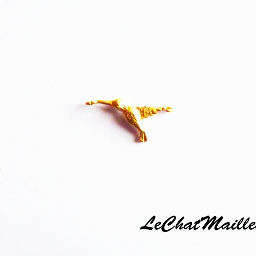Connecteur oiseau mouche colibri en cuivre doré charme breloque 13 mm