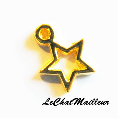 Lot 5 petites étoiles en métal doré 13 mm lune manga 