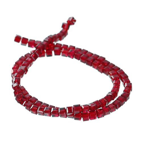 Lot de 10 perles en verre rouge à facette 3 mm transparent élégant trou  0.8 mm (a7071)