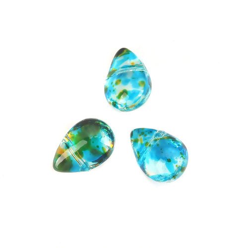 Petite perle goutte en verre multicolore transparent 9 mm x 6 mm trou : 0, 9 mm (a7075)