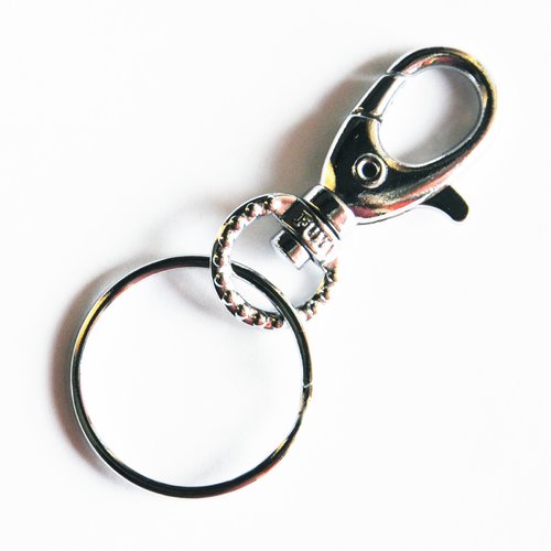 Fermoir mousqueton pour porte-clés double cercle argenté élégant original clef