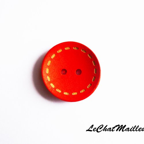 Lot de 10 boutons rouge en bois 25 mm contour couture fantaisie enfant mercerie