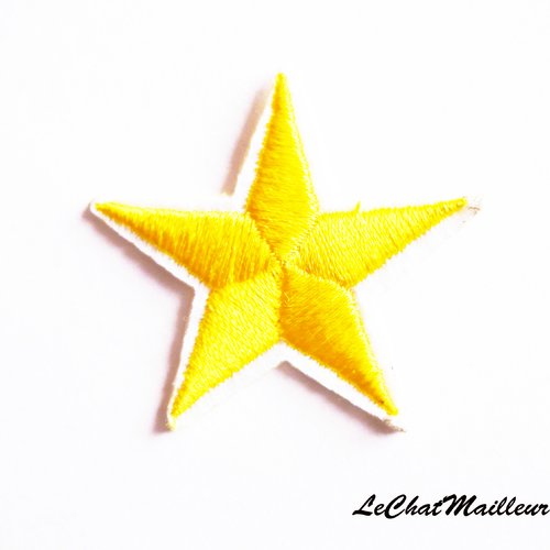 Patch écusson étoile brodé au choix 4,3 cm jaune rock thermocollant