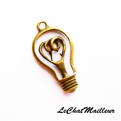 Breloque ampoule en métal couleur bronze idée originale 32 mm idée pendentif génie 