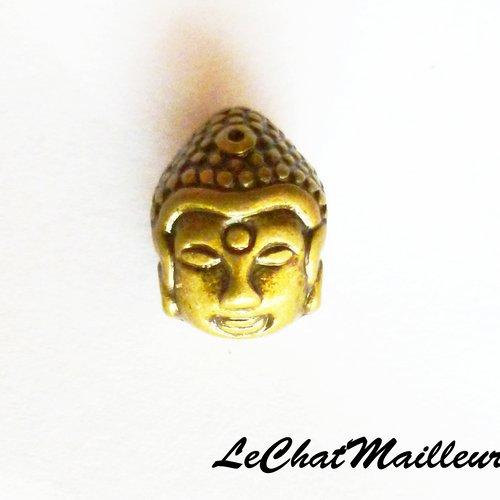 Perle en métal bronze vieilli bouddha bohème 14 mm breloque zen pendentif méditation