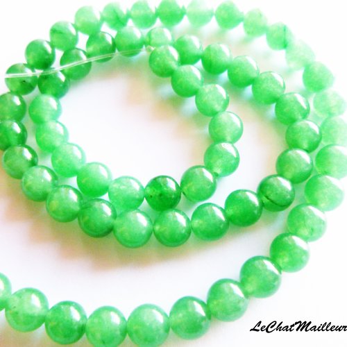 Enfilade d'environ 60 perles aventurines synthétiques 6 mm trou 1 mm pierre vert bracelet collier