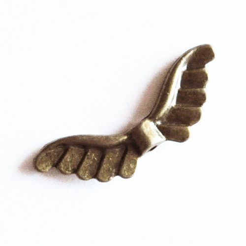Lot de 5 perles en métal couleur bronze ailes ange porte bonheur