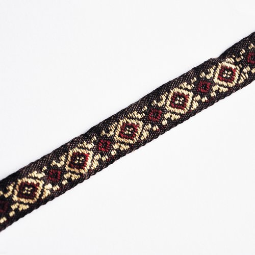 1 m de garniture ruban marron bordeaux médiéval celtique tissé graphique