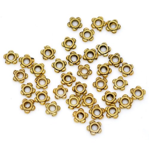 Lot de 20 mini perles en métal doré ethnique bohème 4 mm or vieilli intercalaire
