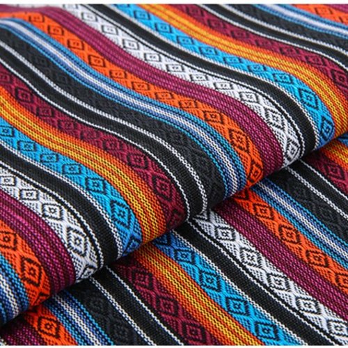 Tissu tissé multicolore 70 cm x 100 cm polyester coton ethnique souple ameublement bohème
