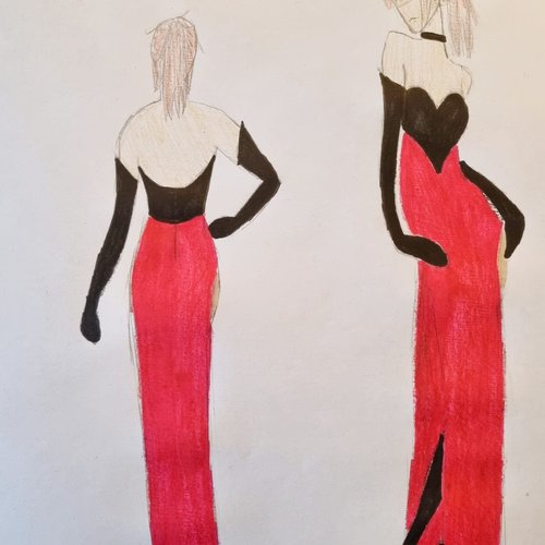 Robe longue drag sur mesure – inspirée d’un style angel dust (s2) – bustier pailleté + gants longs