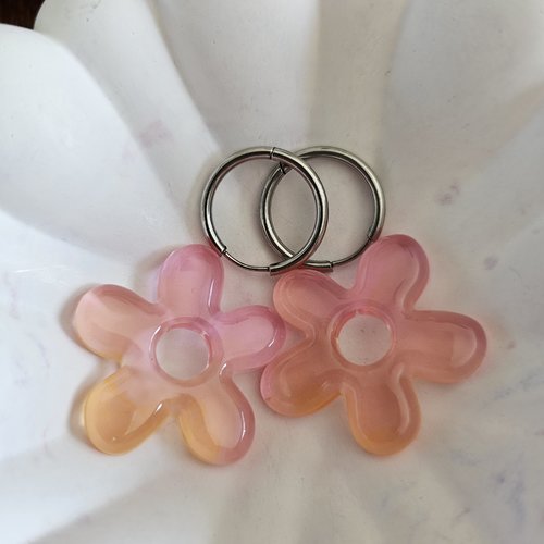Paire de pampilles florea - boucles d'oreilles - rose orange