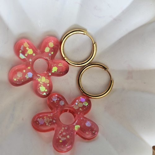 Paire de pampilles florea - boucles d'oreilles- rouge