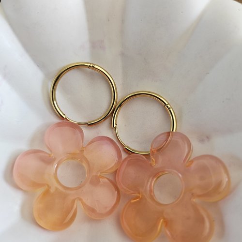 Paire de pampilles azalia - boucles d'oreilles - rose orange