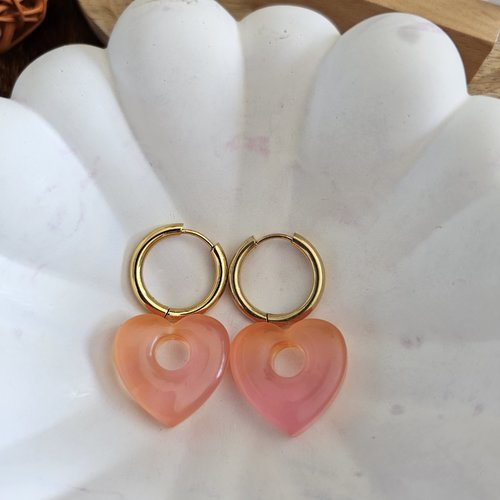 Paire de pampilles coralia - boucles d'oreilles - rose orange