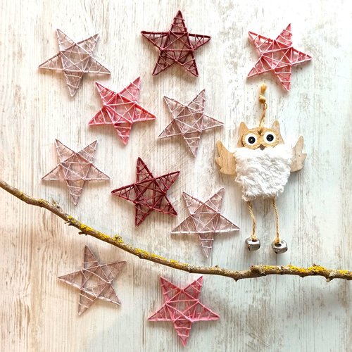Lot de 10 étoiles rose pastel – décoration de noël artisanale et écoresponsable