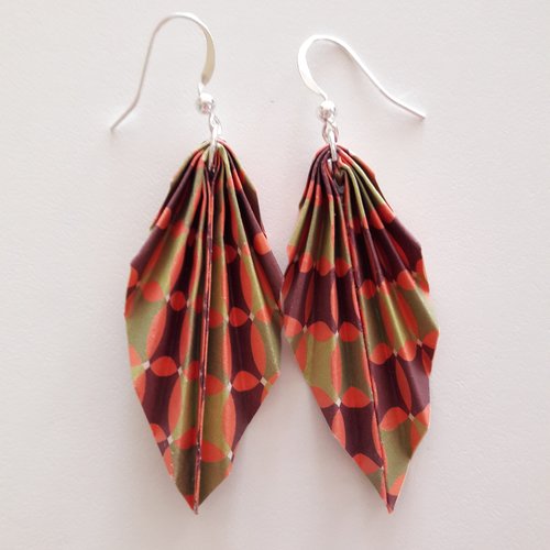 Boucles d'oreilles origami feuilles