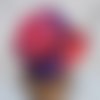 Chapeau cloche femme, coton wax rouge fushia bleu - taille xs 53cm