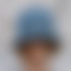 Chapeau cloche femme, polycoton wax noir et bleu - taille 55,5-56cm